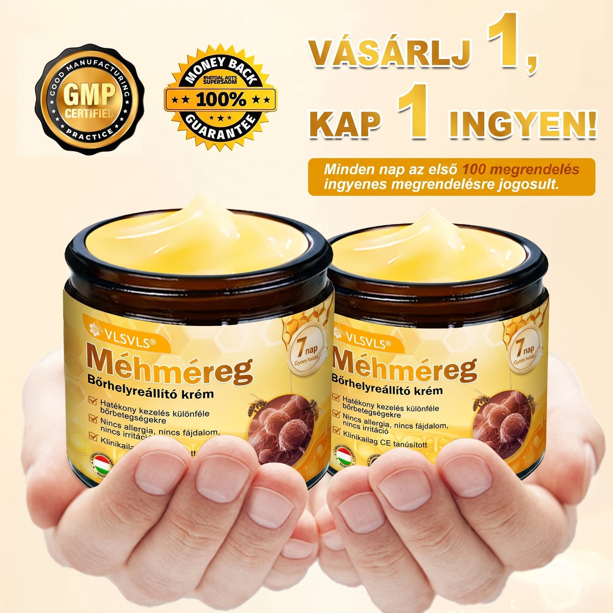 🔹 𝑽𝙇𝙎𝑽𝑳𝑺® Méhméreg Bőr Helyreállító Krém (👨⚕CE Tanúsítvány)👍✅