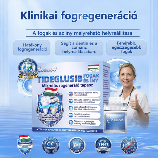 🎁 Már csak 5 doboz maradt! Megédesítettük az ajánlatot egy *további* 50% kedvezménnyel! 🦷 Búcsút inthetünk az érzékenységnek és a kellemetlen érzésnek! Gyorsan helyreállítjuk fogainkat és ínyünket. 😊 — Ha ezt kihagyod, jövő évig kell várnod!